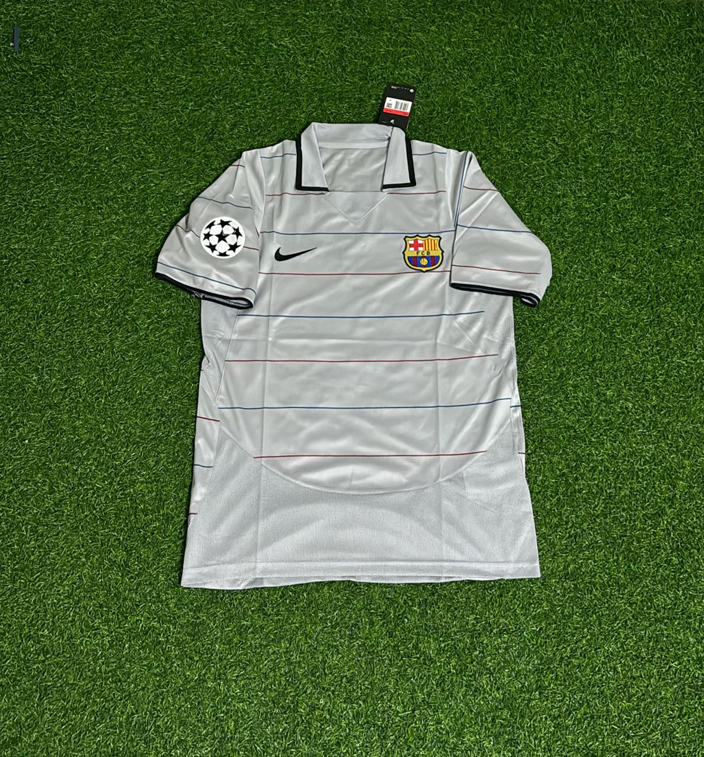 2004/05 Andres Iniesta 24 - Barcelona Blue Garnet Retro Football Jersey – Front View