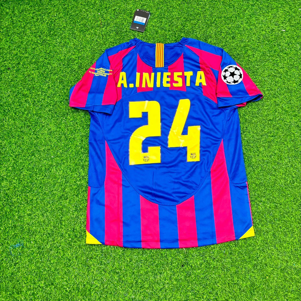 Barcelona 2006 Final Retro Short Sleeve Football Jersey – Andres Iniesta – Back View