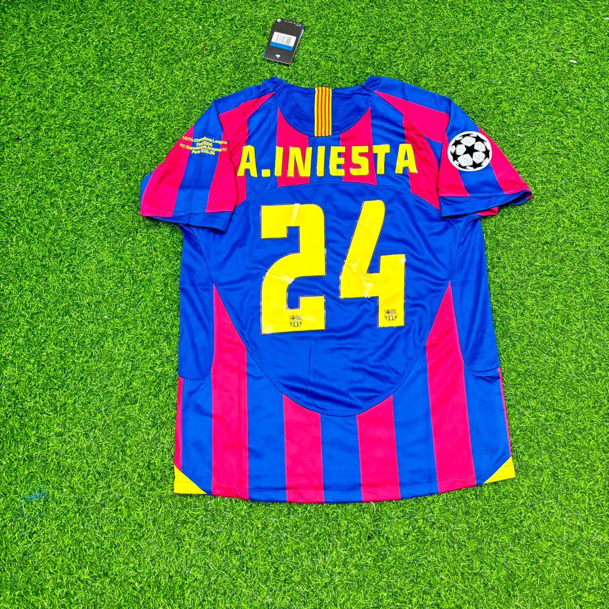 Barcelona 2006 Final Retro Short Sleeve Football Jersey – Andres Iniesta – Back View