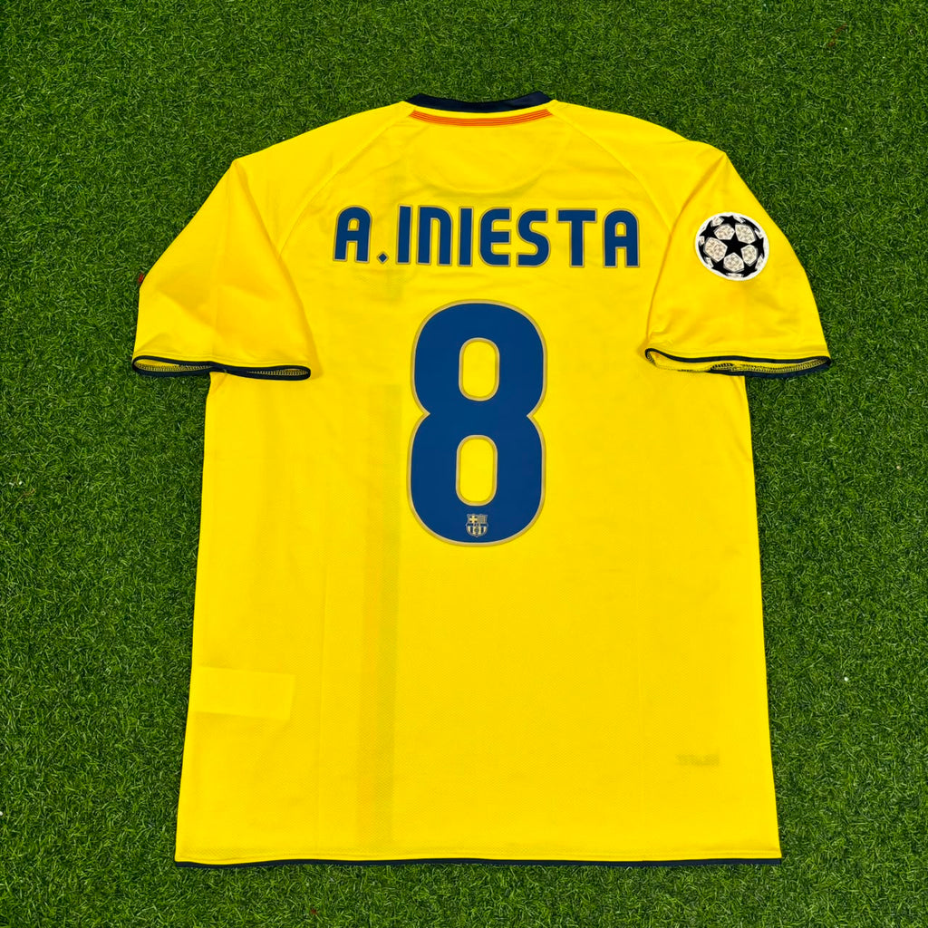 Andres Iniesta 2008-09 Barcelona Yellow Retro Jersey – Back View