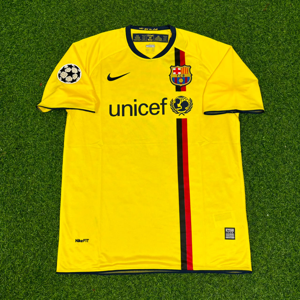 Andres Iniesta 2008-09 Barcelona Yellow Retro Jersey – Front View