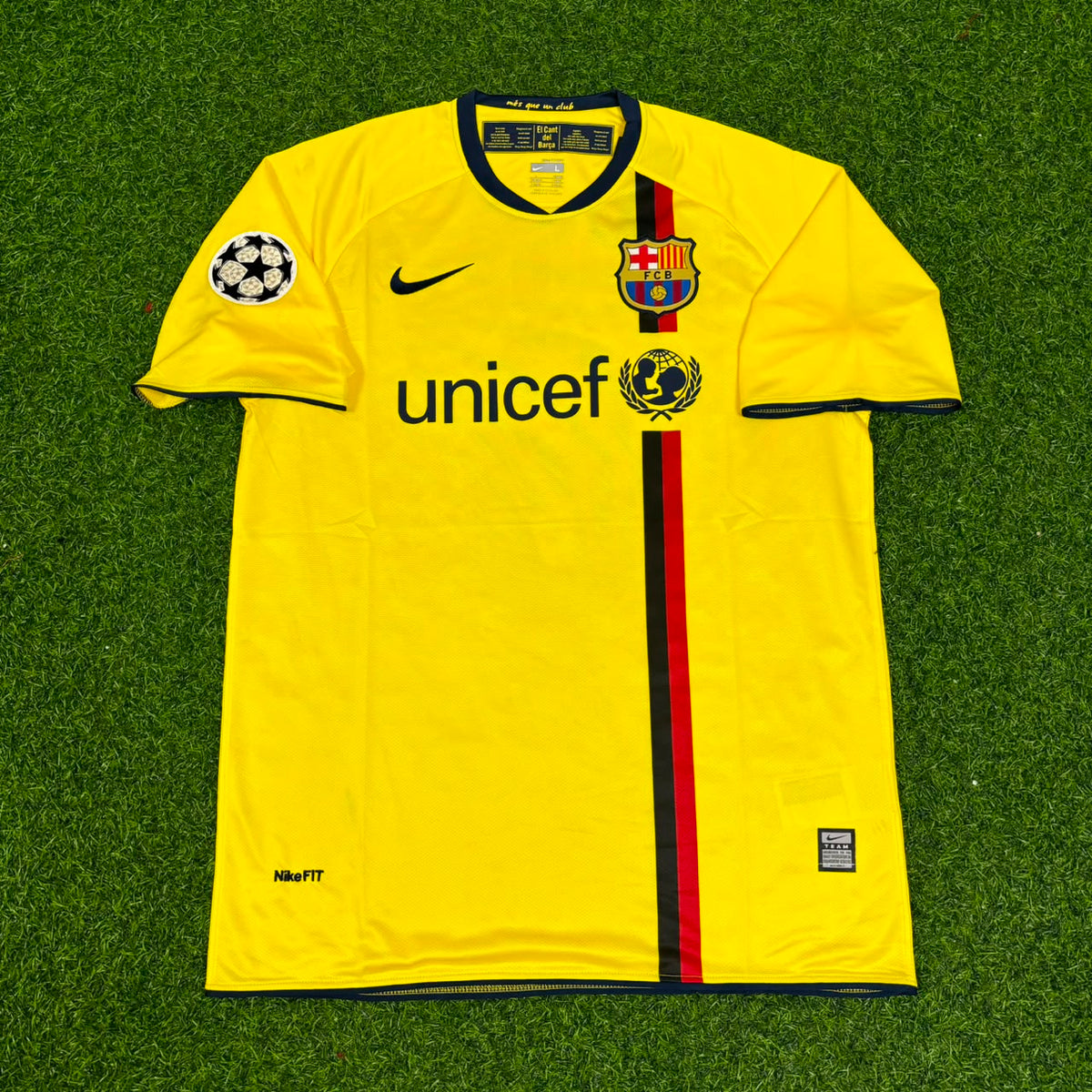 Andres Iniesta 2008-09 Barcelona Yellow Retro Jersey – Front View