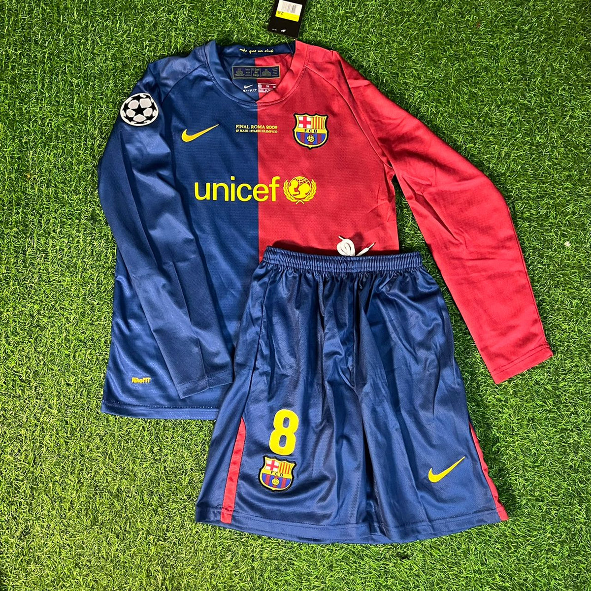 Andrés Iniesta 8 – Barcelona 2009 Final Retro Kit Jersey – | | – Front View