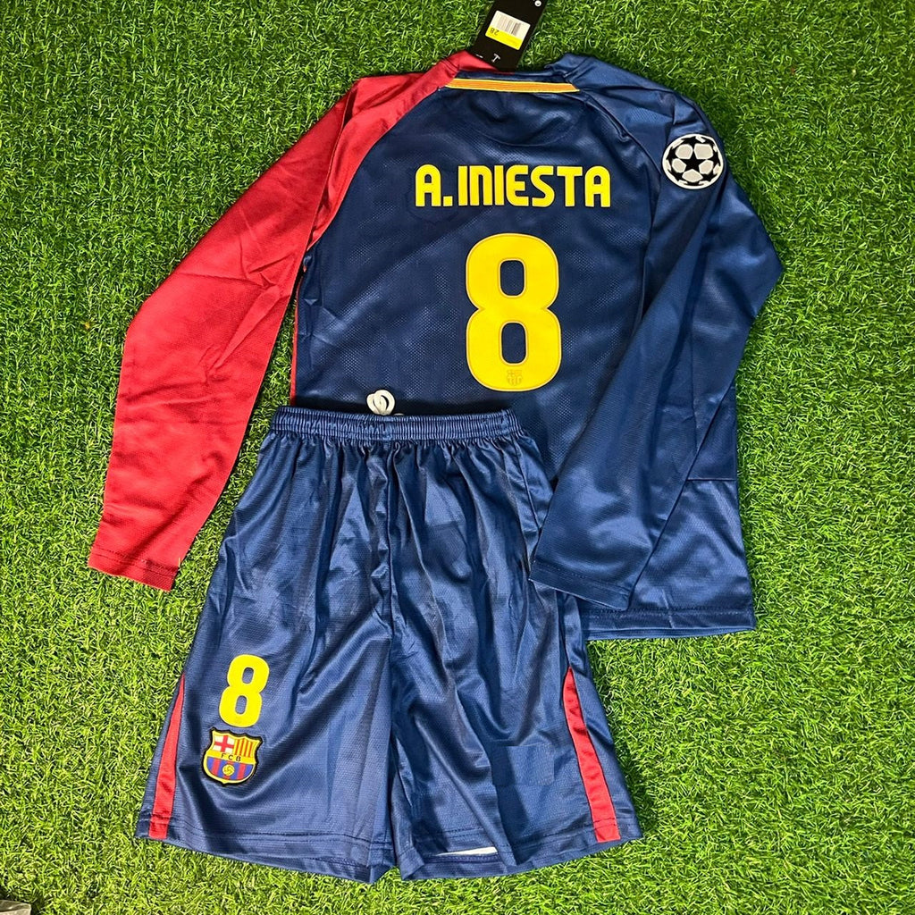 Andrés Iniesta 8 – Barcelona 2009 Final Retro Kit Jersey – | | – Back View