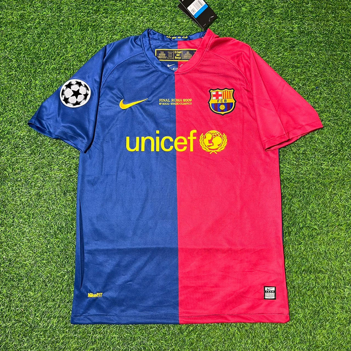 Andres Iniesta 8 – Barcelona 2009 Champions League Final Retro Kit Jersey – | | – Front View