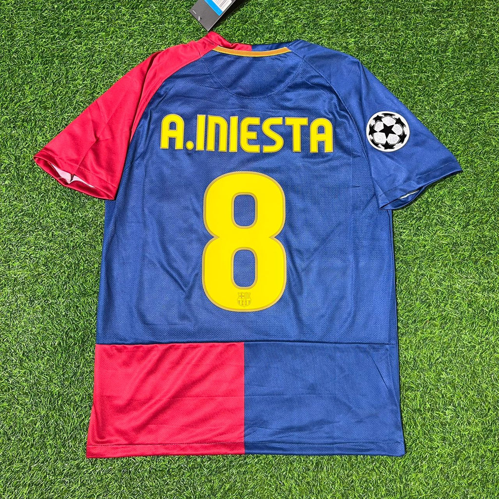 Andres Iniesta 8 – Barcelona 2009 Champions League Final Retro Kit Jersey – | | – Back View