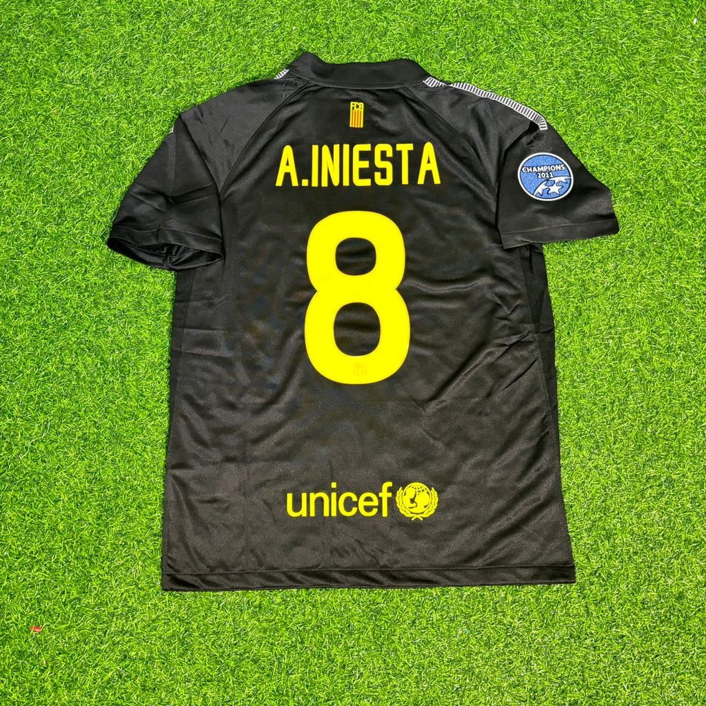 2011/12 Andres Iniesta Black Barcelona Retro Kit Shirt Football Jersey – Back View