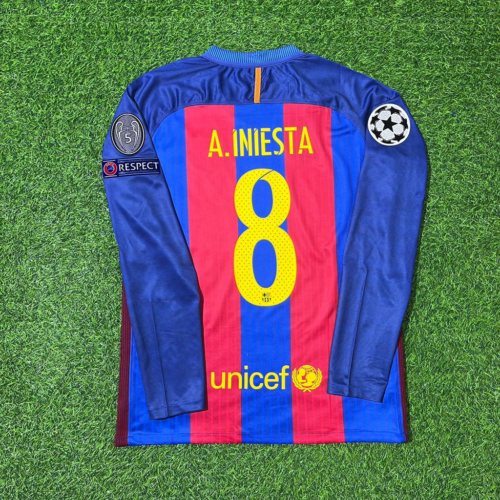 Andrés Iniesta Barcelona 2016 Football Jersey – Back View