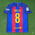 Andrés Iniesta #8 FC Barcelona 2016-2017 Home Retro Football Jersey – Back View