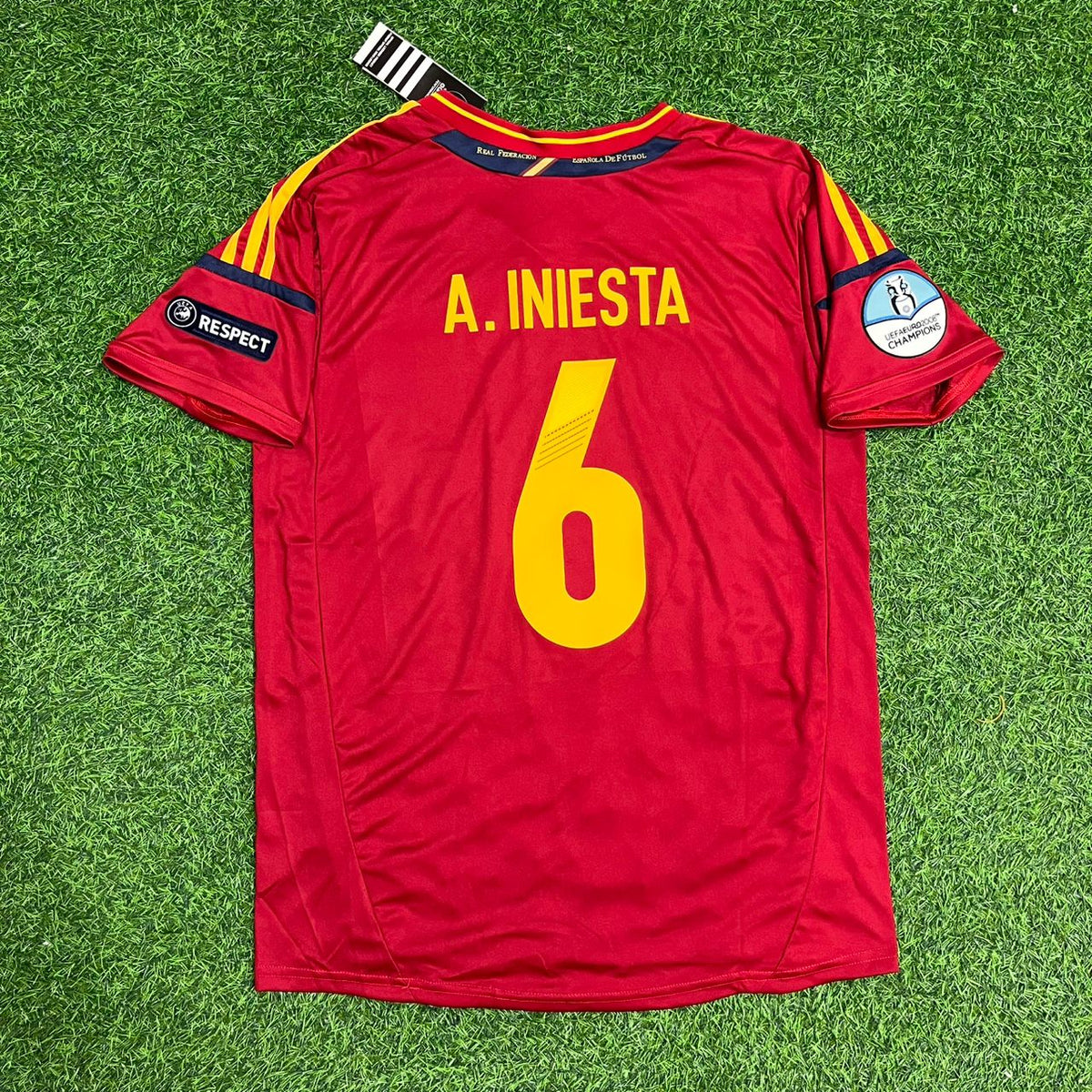 2012 Spain EURO Andrés Iniesta Final Retro Football Jersey – Back View