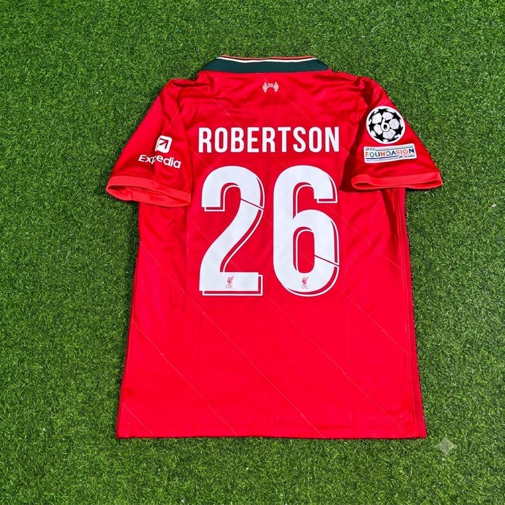 2022 Andrew Robertson #26 Liverpool Champions League Final Home Retro Football Jersey – Back View