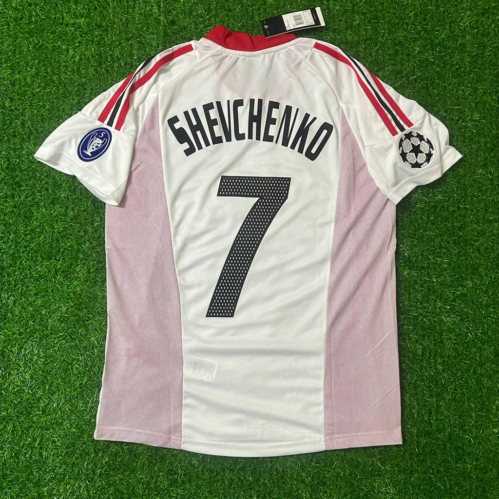 Andriy Shevchenko AC Milan 2003 Champions League Final Old Trafford White Retro Jersey – Back View