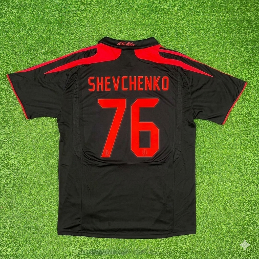 Andriy Shevchenko AC Milan Black Retro Third Football Jersey – Back View