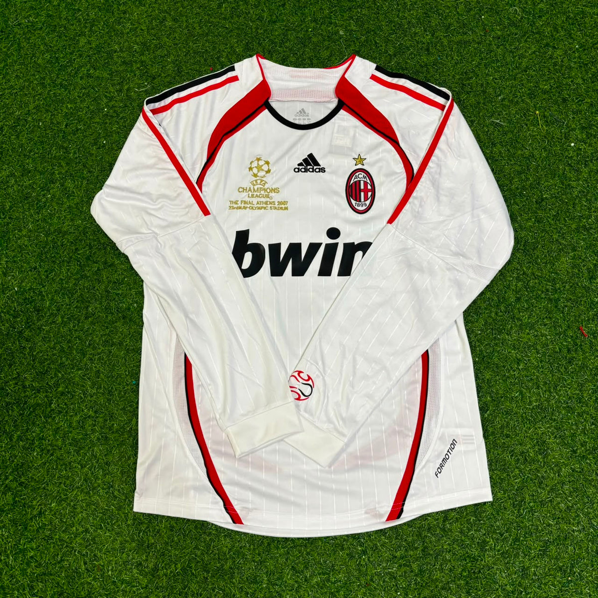 Andriy Shevchenko #7 AC Milan Away White Long Sleeve Retro Football Jersey – Front View