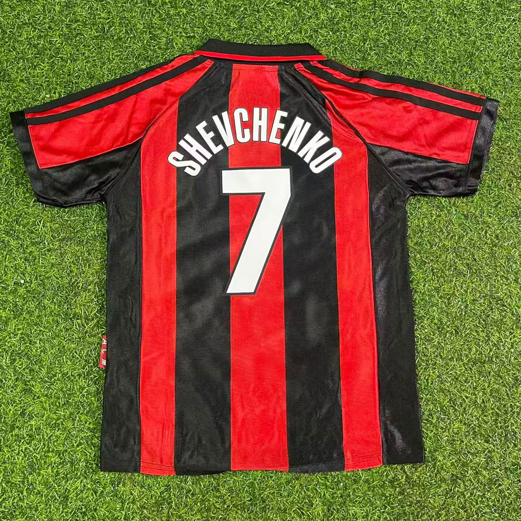 1998/99 Andriy Shevchenko AC Milan Kids Retro Football Jersey – Detailed View