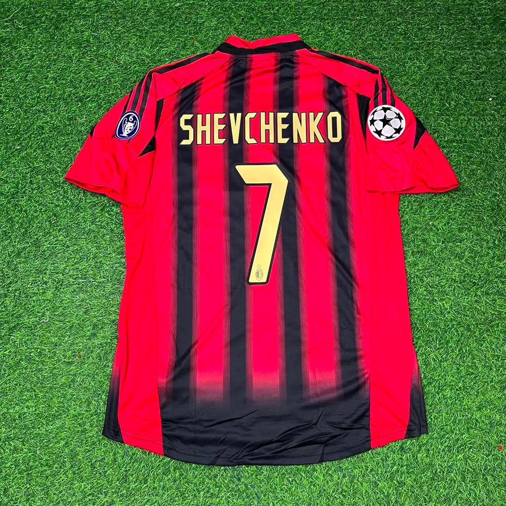 2004 Andriy Shevchenko #7 AC Milan 2005 Home Retro Football Jersey – Back View