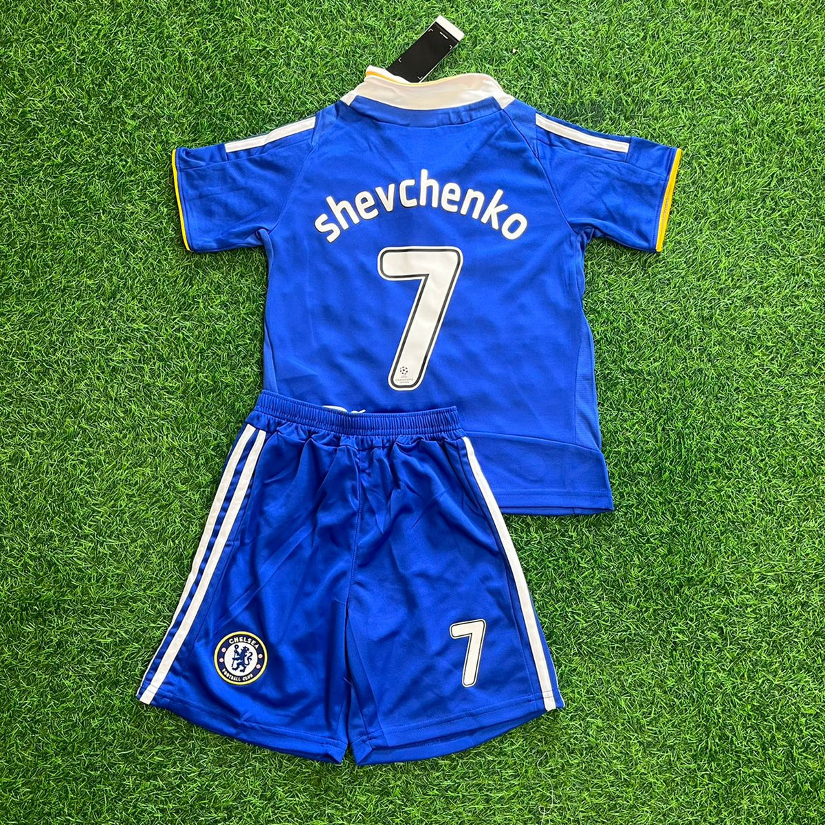 Andriy Shevchenko Chelsea 2008 Final Retro Kids Football Jersey – Back View