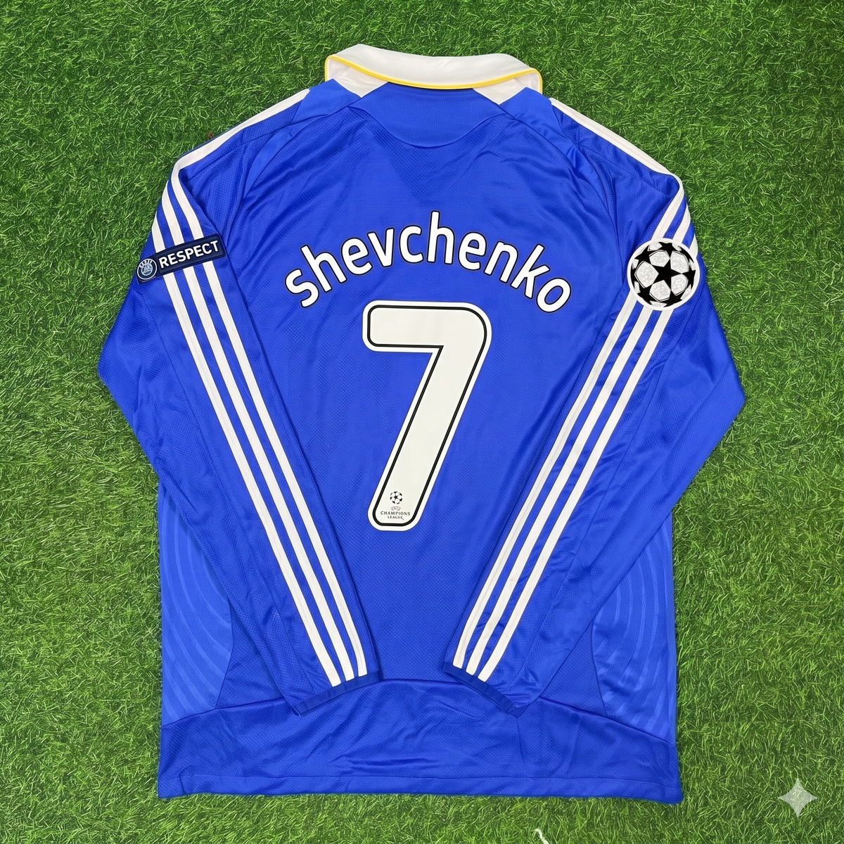 2008 Andriy Shevchenko Chelsea Champions League Final Long Sleeve Football Jersey – Back View