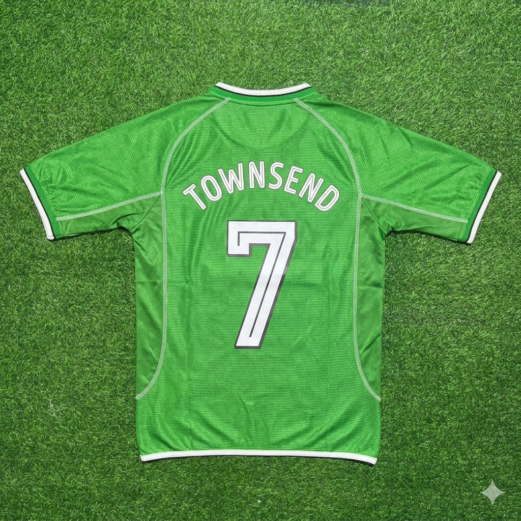 Ireland Retro Green Football Jersey – Andy Townsend – Back View