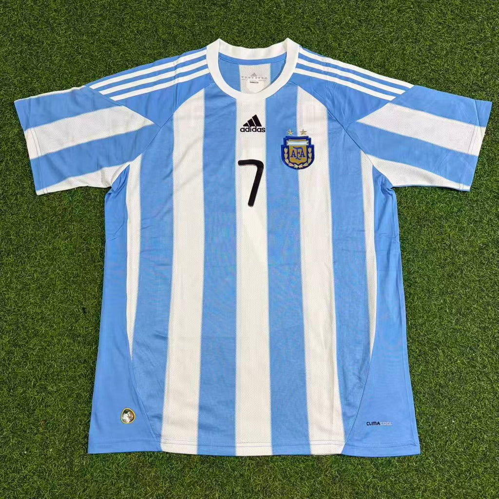 2010 Argentina World Cup Ángel Di María #7 Retro Football Jersey – Front View