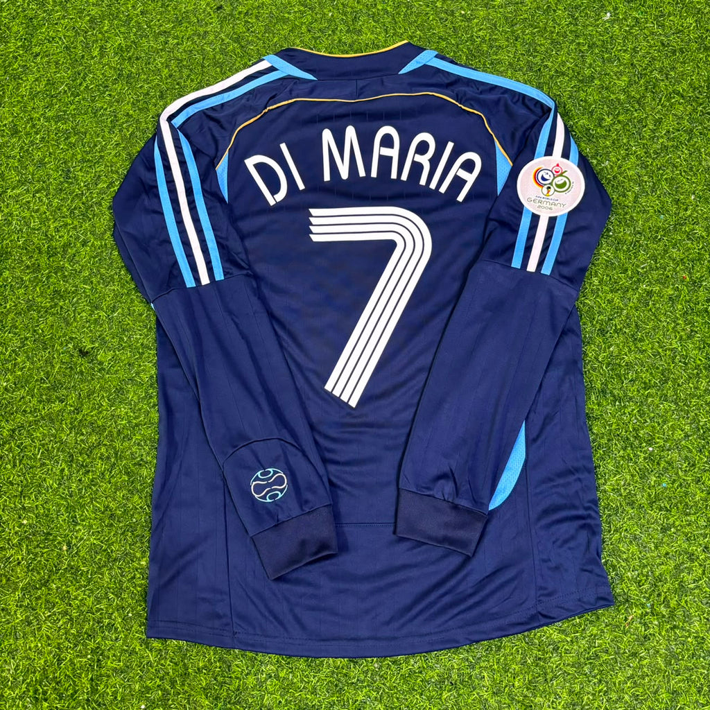 Ángel Di María Argentina 2006 World Cup Long Sleeve Retro Football Jersey – Back View