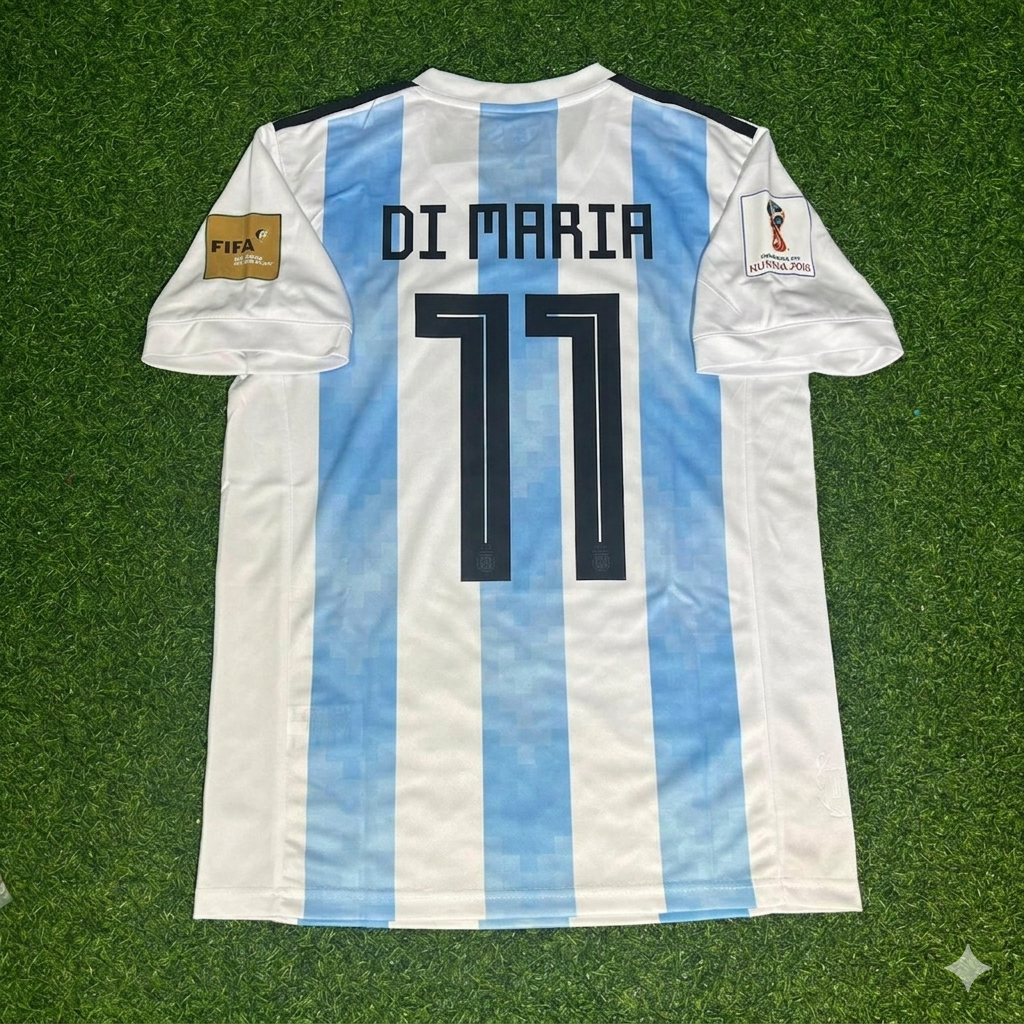 Argentina 2018 World Cup Home Retro Jersey – Ángel Di María #11 – Back View