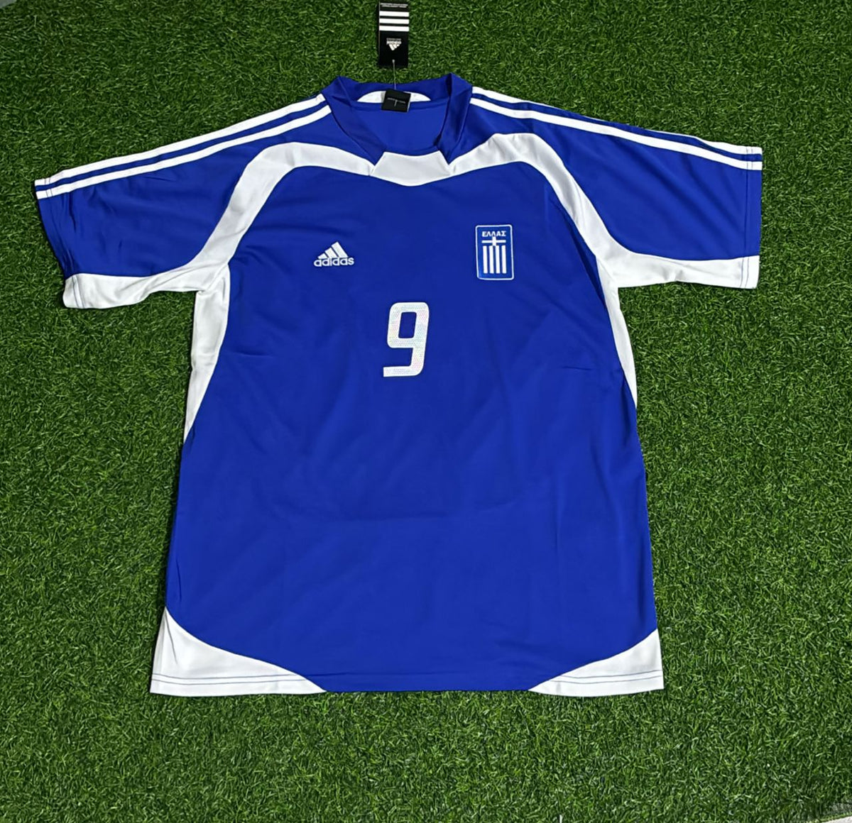 Angelos Charisteas Greece 2004 Euro Final Blue White Retro Home Football Jersey – Front View