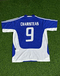 Angelos Charisteas Greece 2004 Euro Final Blue White Retro Home Football Jersey – Back View