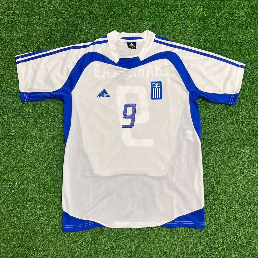 Angelos Charisteas Greece EURO 2004 Final White Retro Home Kit Jersey – Front View