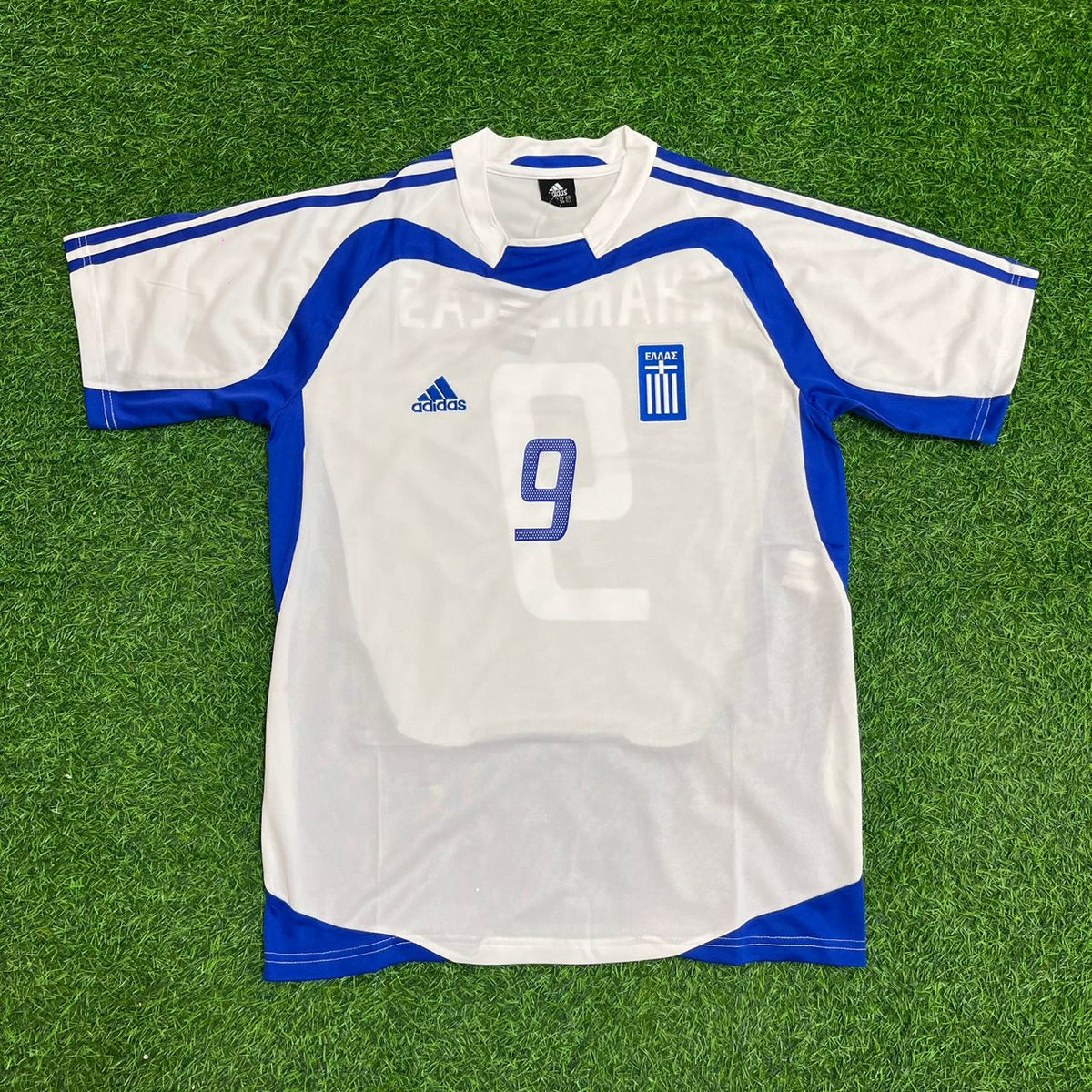 Angelos Charisteas Greece EURO 2004 Final White Retro Home Kit Jersey – Front View