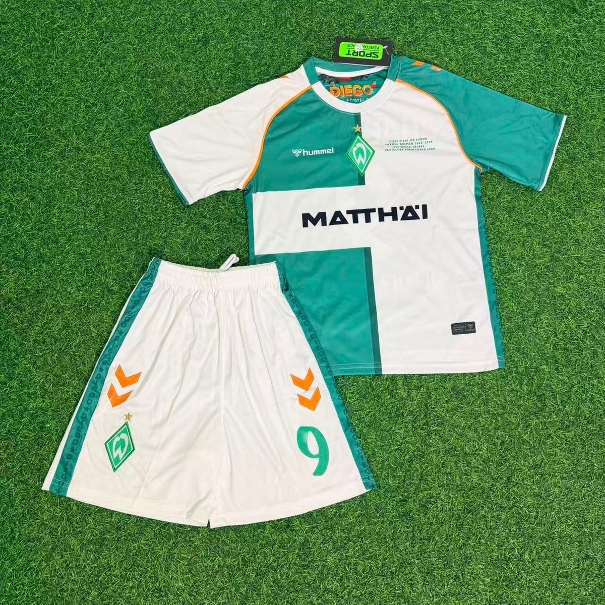 Werder Bremen Anniversary Kids Retro Football Jersey – Angelos Charisteas – Front View