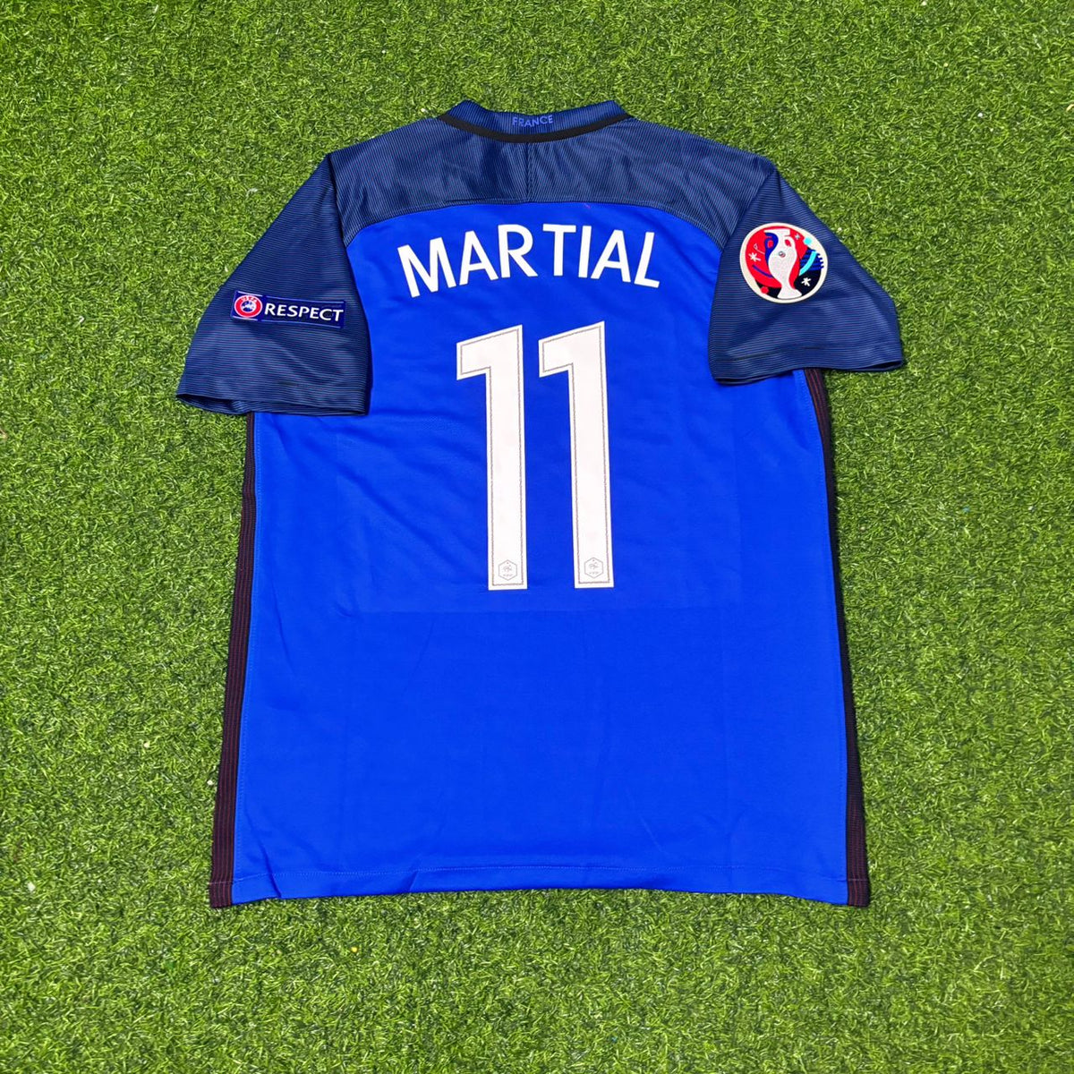 France Euro 2016 Home Retro Football Jersey – Anthony Martial #11 – Back View
