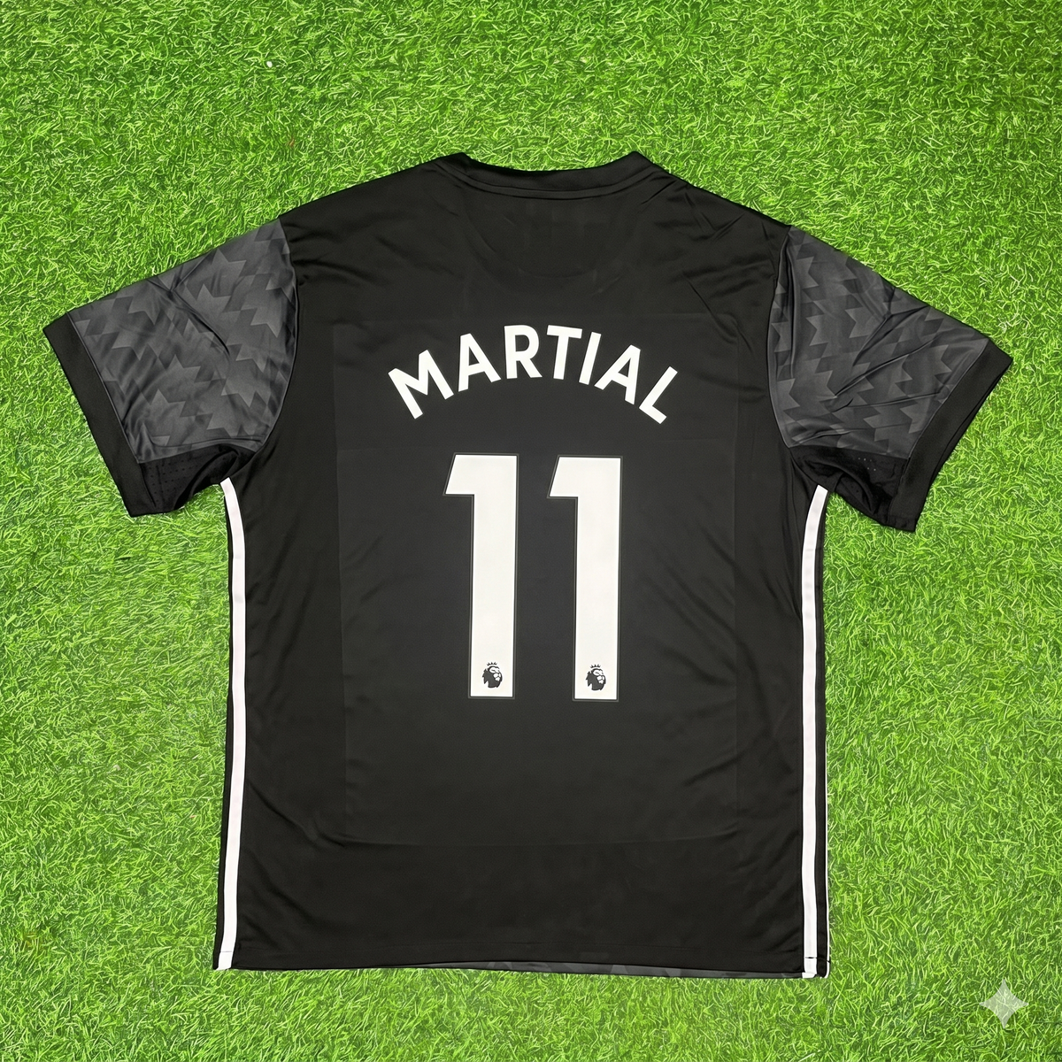 2017/18 Anthony Martial Manchester United Black Retro Football Jersey – Back View