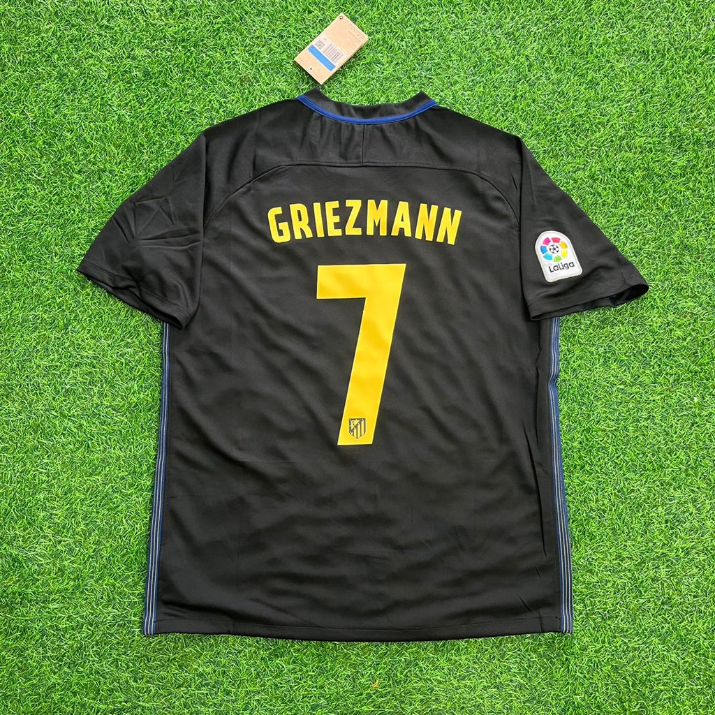 2016/17 Antoine Griezmann 7 Atletico Madrid Black Away Retro Football Jersey – Back View