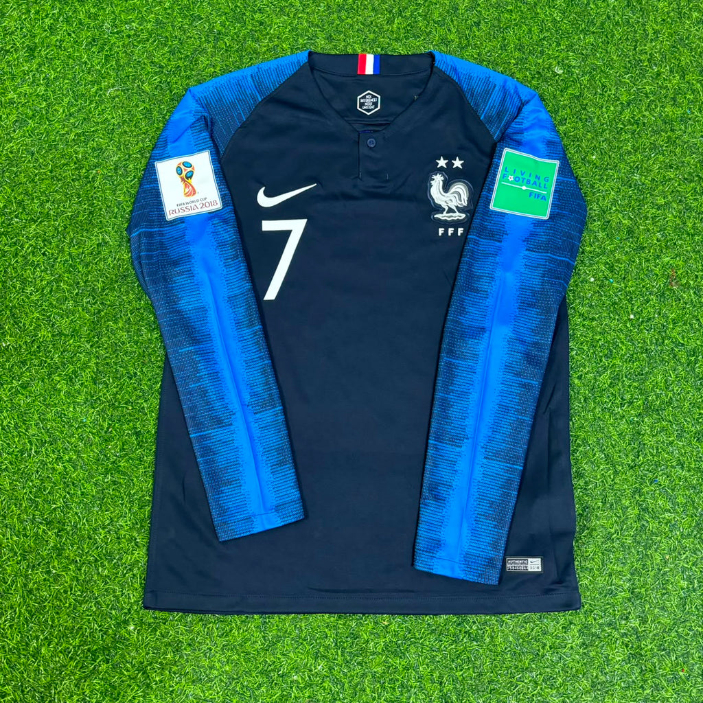France 2018 World Cup Final Long Sleeve Retro Football Jersey – Antoine Griezmann – Front View