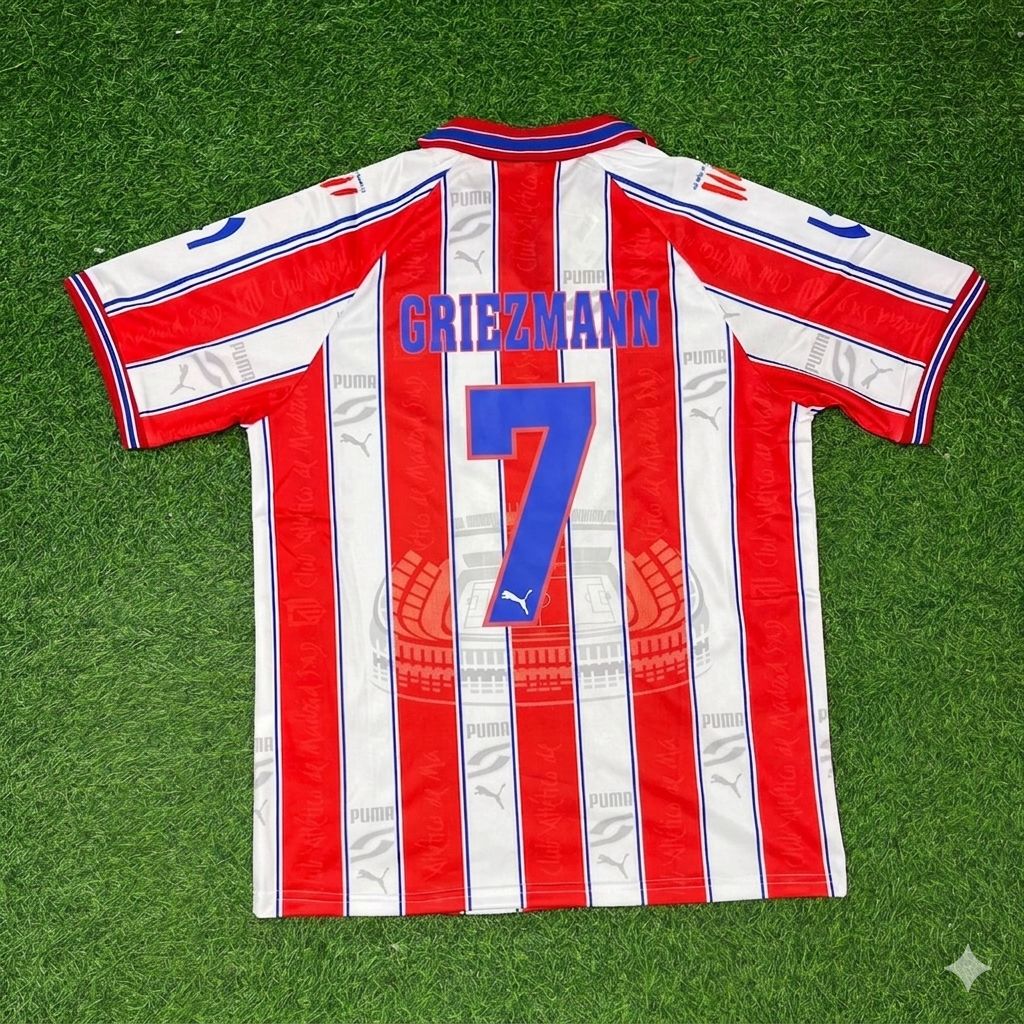 Antoine Griezmann Atletico Madrid Retro Football Jersey – Back View