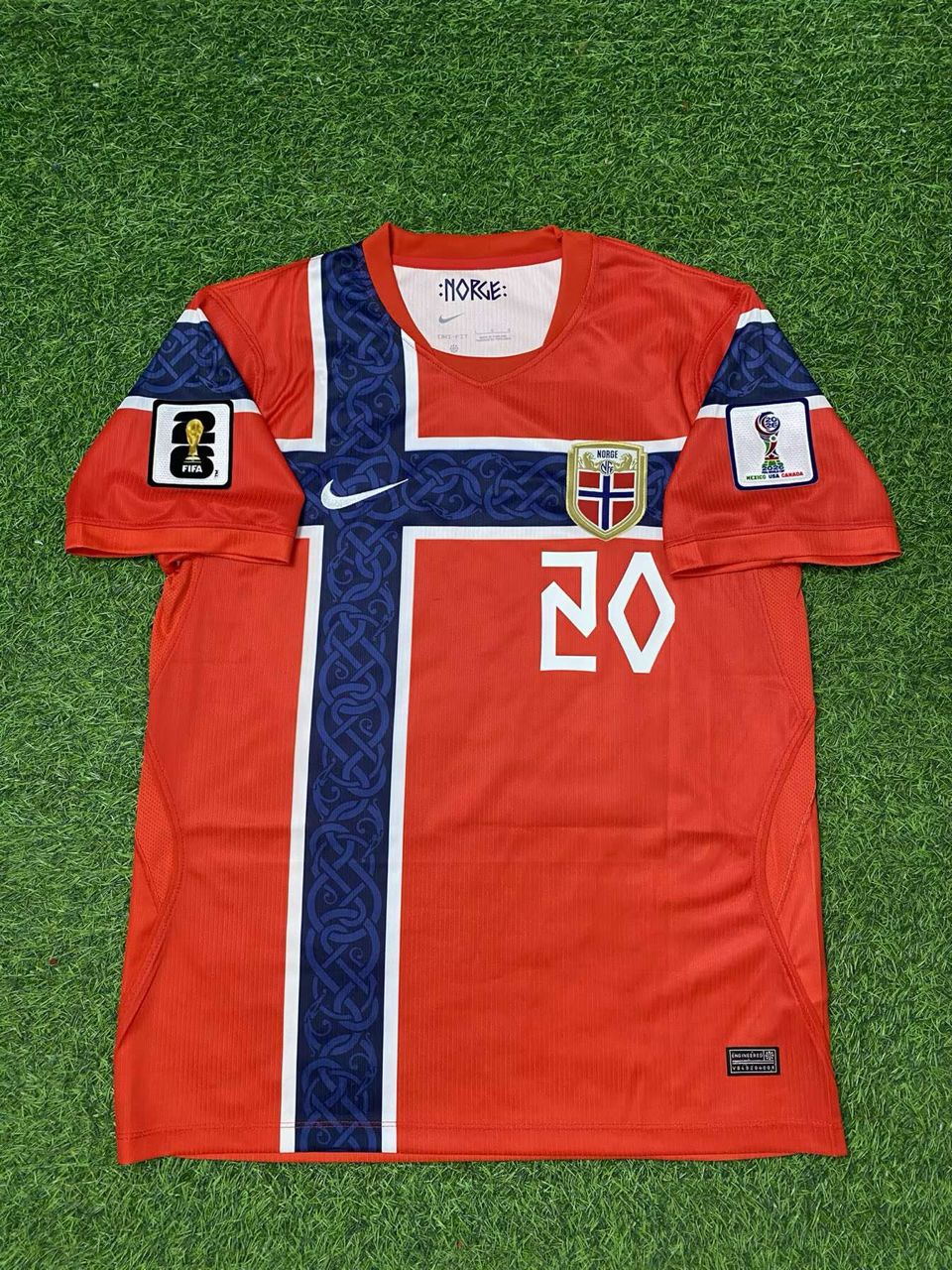 Antonio Nusa #20 Norway 2026 World Cup Home Football Jersey – 5