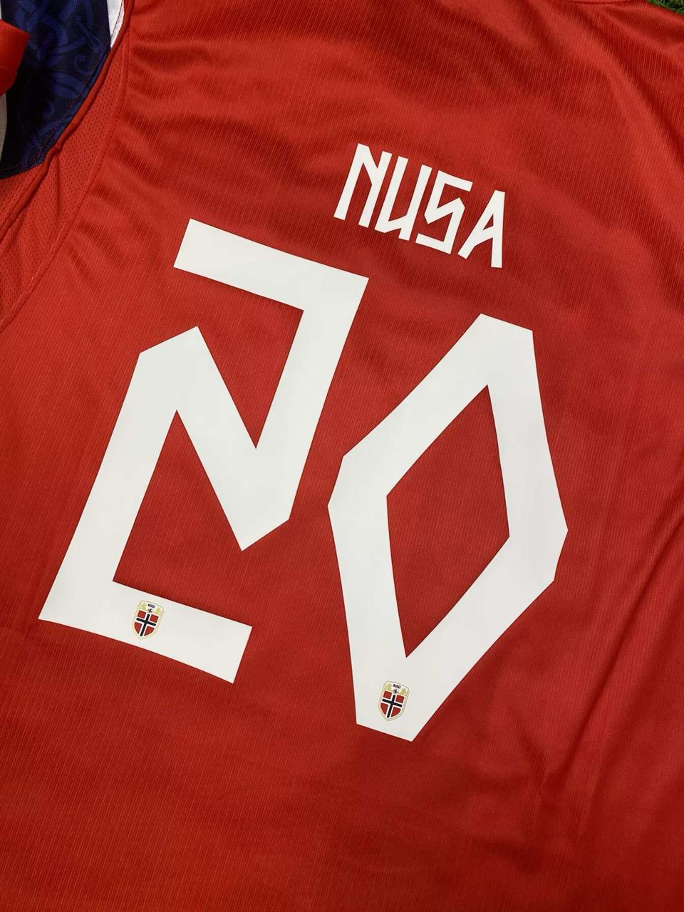 Antonio Nusa #20 Norway 2026 World Cup Home Football Jersey – Detailed View