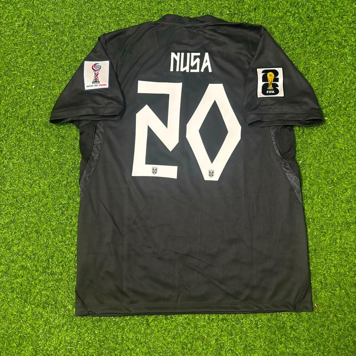 Antonio Nusa #20 Norway 2026 World Cup Black Away Football Jersey – Back View
