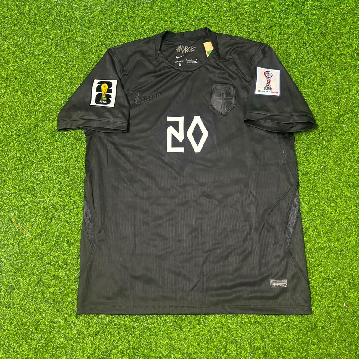 Antonio Nusa #20 Norway 2026 World Cup Black Away Football Jersey – Front View