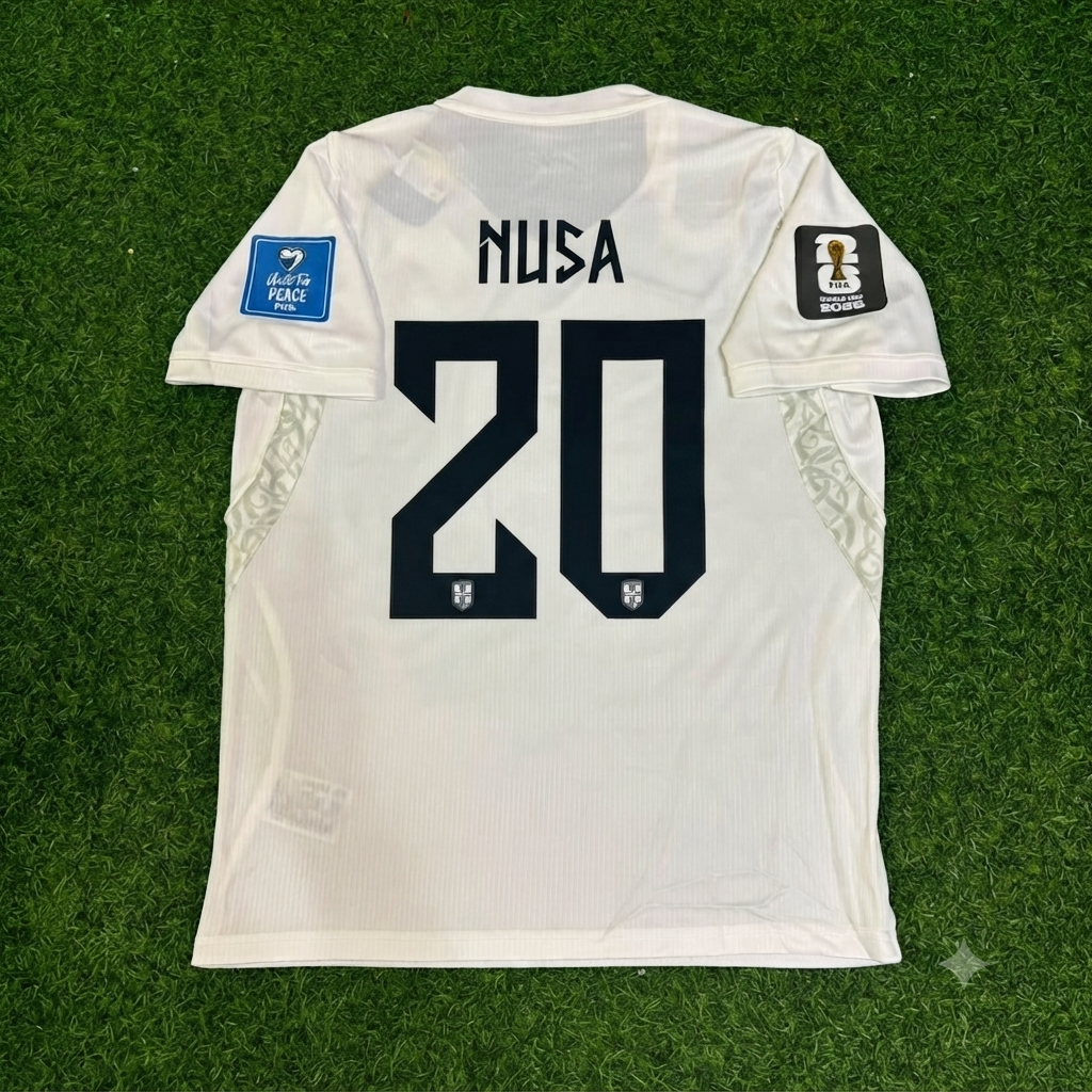 Antonio Nusa #20 Norway 2026 World Cup White Football Jersey – Back View
