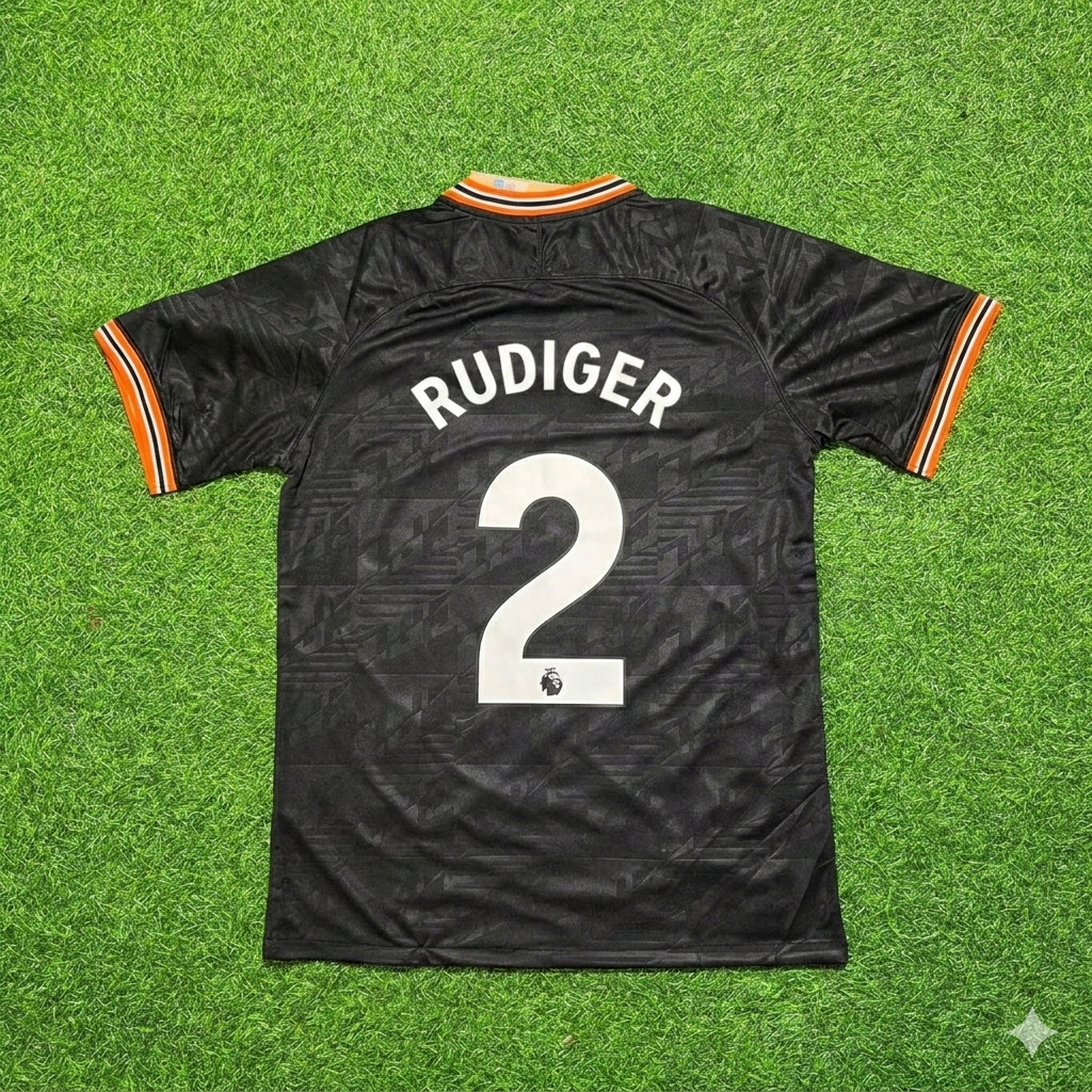 Chelsea 2019/2020 Away Black Retro Football Jersey – Antonio Rüdiger 2- – Back View