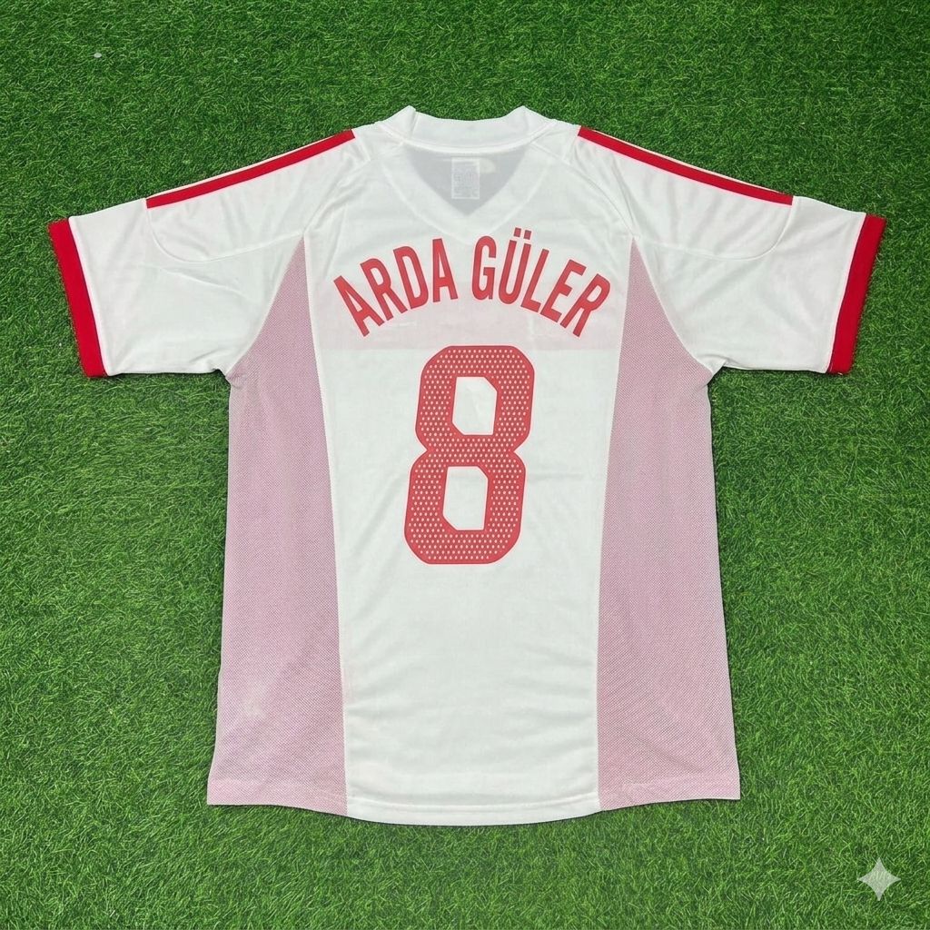 Arda Güler Türkiye White Retro Football Jersey – Back View