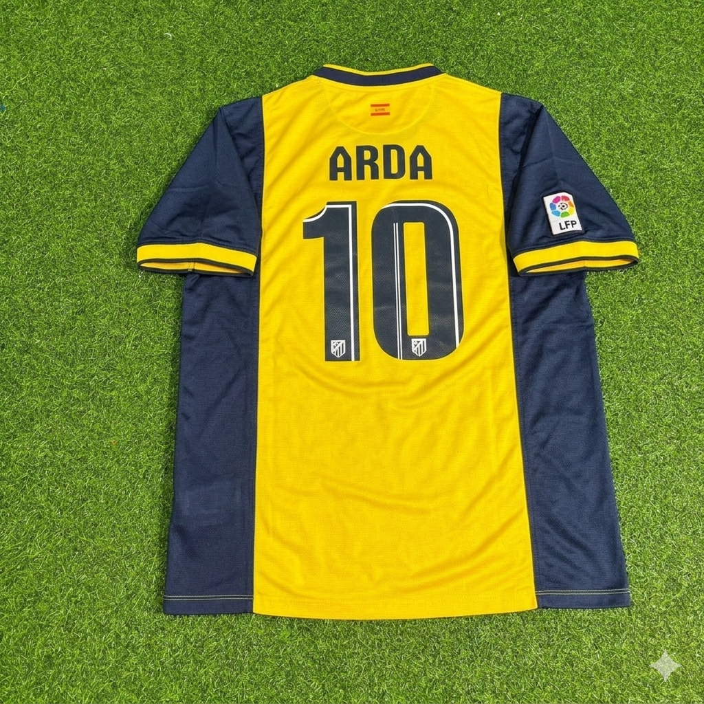 2013/14 Arda Turan #10 Atlético Madrid Away Yellow Football Jersey – Back View