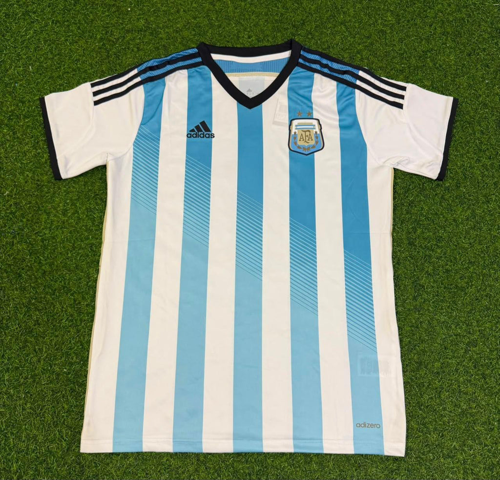 Sergio Kun Agüero Argentina 2014 World Cup Home Retro Jersey – Front View