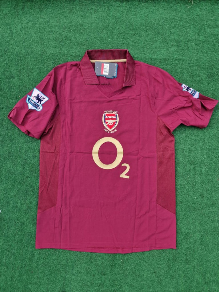 2006 Arsenal Highbury Burguny Premier League Patch Retro Football Jersey – Back View