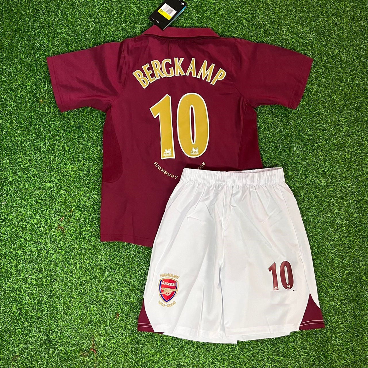 2005/06 Dennis Bergkamp Arsenal Home Burgundy Kids Kit Football Jersey for Children – Back View