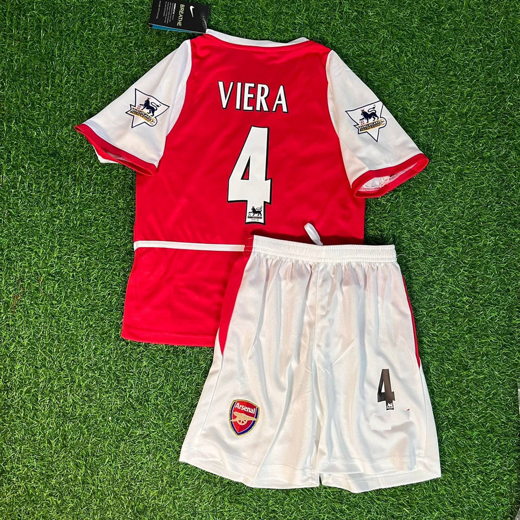 Patrick Viera 4 Arsenal 2002/04 Home Kids Kit – Kit Jersey for Children – | KinderTrikot | Enfant – Back View