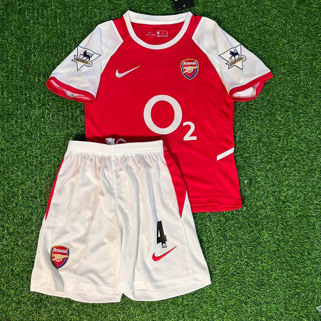 Patrick Viera 4 Arsenal 2002/04 Home Kids Kit – Kit Jersey for Children – | KinderTrikot | Enfant – Front View