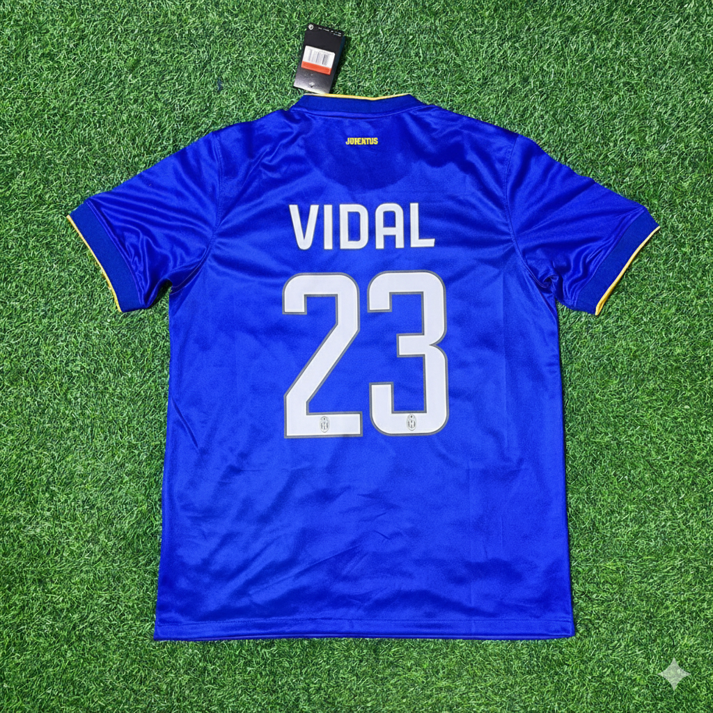 Juventus 2014/15 Retro Blue Football Jersey – Arturo Vidal – Back View